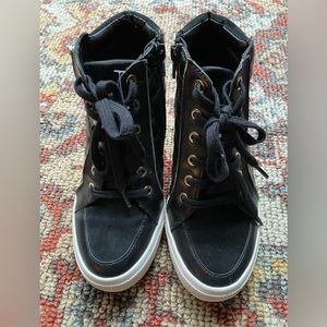 Aldo black/gold high top sneakers. Size 6